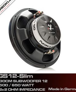 Bagbillede af Gladen GS12-Slim subwoofer med dobbelte terminaler